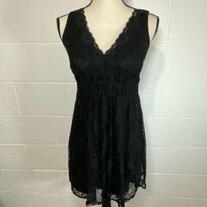Xhilaration V-Neck Black Lace Dress